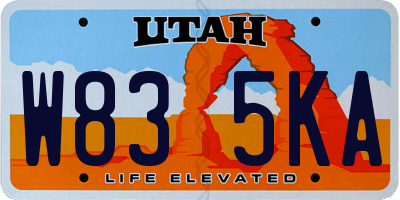 UT license plate W835KA