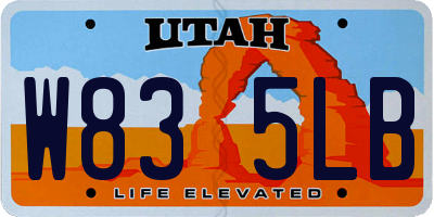 UT license plate W835LB