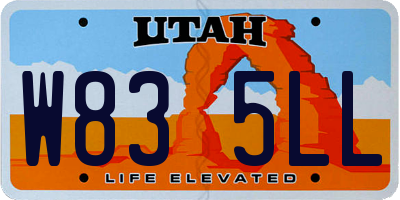 UT license plate W835LL