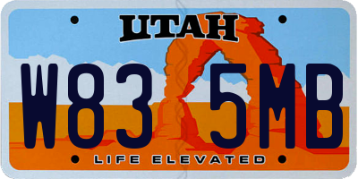 UT license plate W835MB