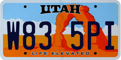 UT license plate W835PI