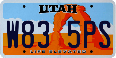 UT license plate W835PS