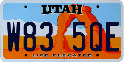 UT license plate W835QE