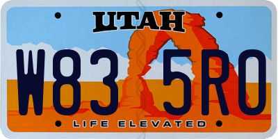 UT license plate W835RO