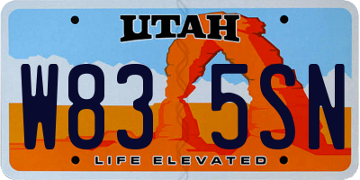 UT license plate W835SN