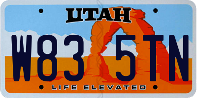 UT license plate W835TN