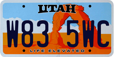 UT license plate W835WC