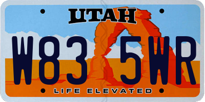UT license plate W835WR