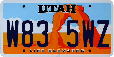 UT license plate W835WZ