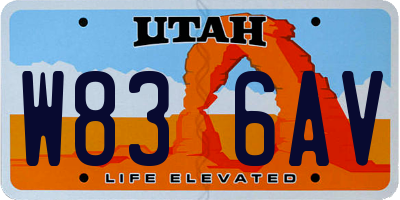UT license plate W836AV