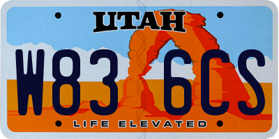 UT license plate W836CS