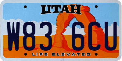 UT license plate W836CU