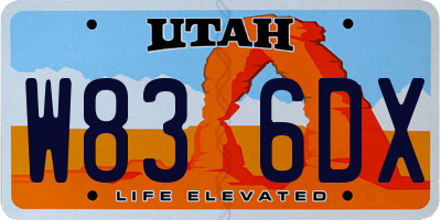 UT license plate W836DX