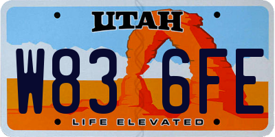 UT license plate W836FE