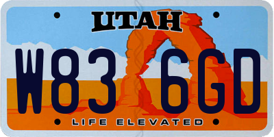 UT license plate W836GD