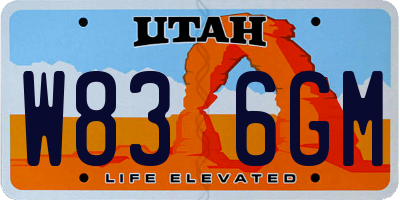 UT license plate W836GM
