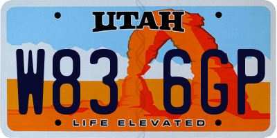 UT license plate W836GP