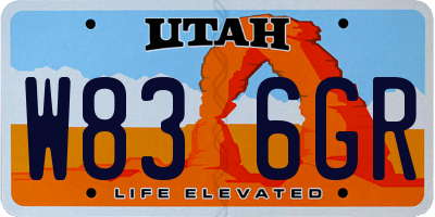 UT license plate W836GR