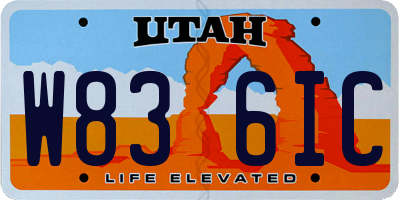 UT license plate W836IC