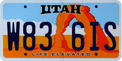 UT license plate W836IS