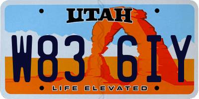 UT license plate W836IY