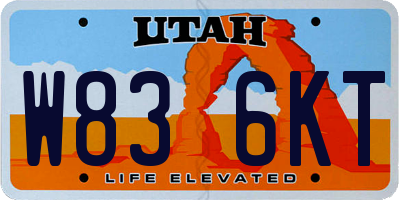 UT license plate W836KT
