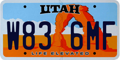 UT license plate W836MF