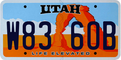 UT license plate W836OB