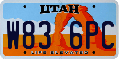 UT license plate W836PC