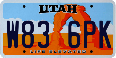 UT license plate W836PK