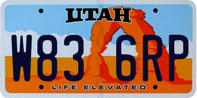 UT license plate W836RP