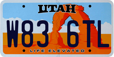 UT license plate W836TL