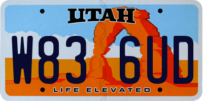 UT license plate W836UD