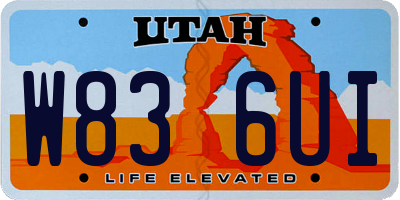UT license plate W836UI