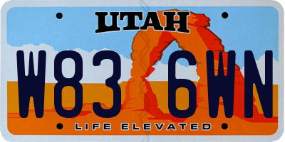 UT license plate W836WN