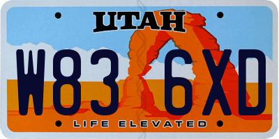 UT license plate W836XD