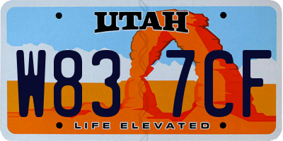 UT license plate W837CF