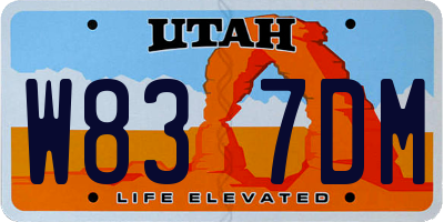 UT license plate W837DM