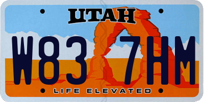 UT license plate W837HM