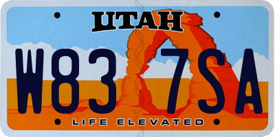 UT license plate W837SA