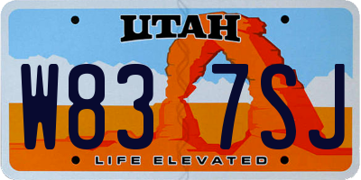 UT license plate W837SJ