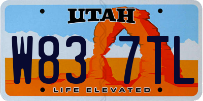 UT license plate W837TL