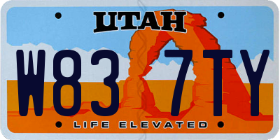 UT license plate W837TY