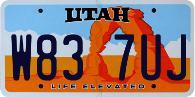 UT license plate W837UJ