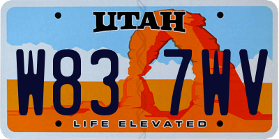 UT license plate W837WV