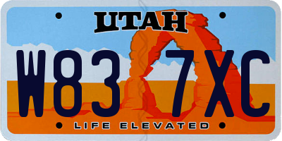 UT license plate W837XC
