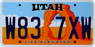 UT license plate W837XW