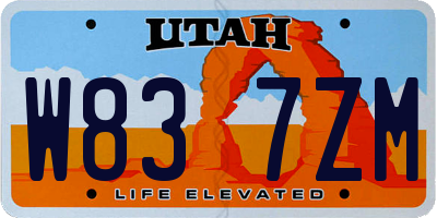 UT license plate W837ZM
