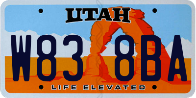 UT license plate W838BA