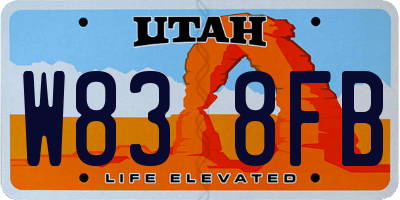 UT license plate W838FB